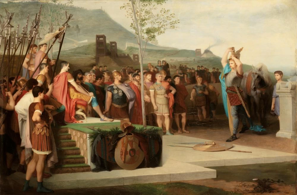 Vercingetorige getta le armi ai piedi di Giulio Cesare